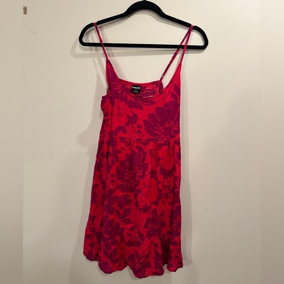 Hurley pink magenta floral flowy mini dress, NWOT, Large - Picture 2 of 5